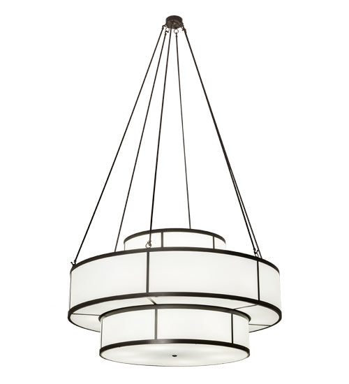 Meyda Lighting Jayne 66" 20-Light 3-Tier Timeless Bronze Pendant Light With White Statuarion Idalight Shade Glass