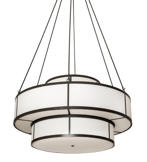 Meyda Lighting Jayne 66" 20-Light 3-Tier Timeless Bronze Pendant Light With White Statuarion Idalight Shade Glass