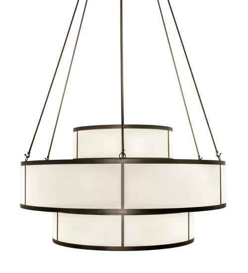 Meyda Lighting Jayne 66" 20-Light 3-Tier Timeless Bronze Pendant Light With White Statuarion Idalight Shade Glass