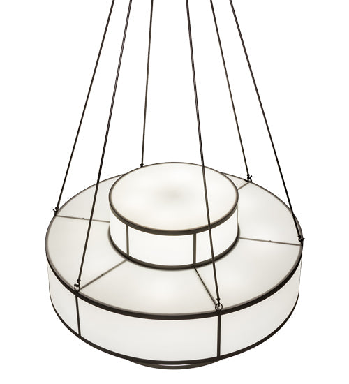Meyda Lighting Jayne 66" 20-Light 3-Tier Timeless Bronze Pendant Light With White Statuarion Idalight Shade Glass