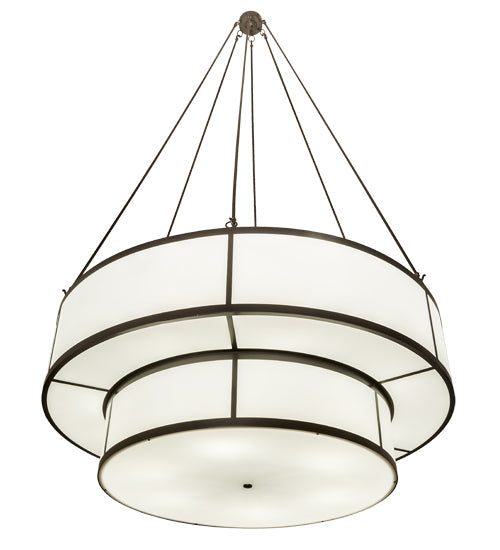 Meyda Lighting Jayne 66" 20-Light 3-Tier Timeless Bronze Pendant Light With White Statuarion Idalight Shade Glass