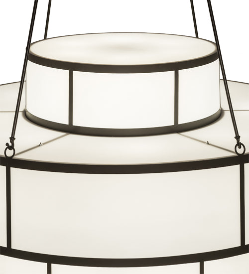 Meyda Lighting Jayne 66" 20-Light 3-Tier Timeless Bronze Pendant Light With White Statuarion Idalight Shade Glass