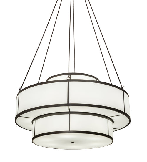 Meyda Lighting Jayne 66" 20-Light 3-Tier Timeless Bronze Pendant Light With White Statuarion Idalight Shade Glass