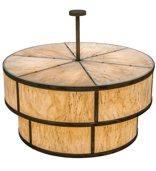 Meyda Lighting Jayne 72" 18-Light 2-Tier Light Burnished Antique Copper Pendant Light With Travertine Idalight Shade Glass