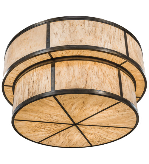 Meyda Lighting Jayne 72" 18-Light 2-Tier Light Burnished Antique Copper Pendant Light With Travertine Idalight Shade Glass