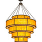 Meyda Lighting Jayne 74" 44-Light 5-Tier LED Dark Roast Pendant Light With Ambra Siena Idalight And Sahara Taupe Idalight Shade
