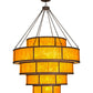 Meyda Lighting Jayne 74" 44-Light 5-Tier LED Dark Roast Pendant Light With Ambra Siena Idalight And Sahara Taupe Idalight Shade