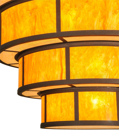 Meyda Lighting Jayne 74" 44-Light 5-Tier LED Dark Roast Pendant Light With Ambra Siena Idalight And Sahara Taupe Idalight Shade