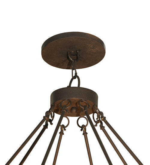 Meyda Lighting Jayne 74" 44-Light 5-Tier LED Dark Roast Pendant Light With Ambra Siena Idalight And Sahara Taupe Idalight Shade