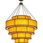 Meyda Lighting Jayne 74" 44-Light 5-Tier LED Dark Roast Pendant Light With Ambra Siena Idalight And Sahara Taupe Idalight Shade