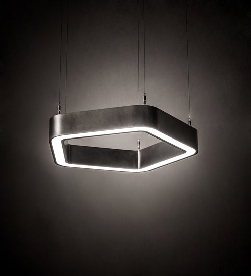 Meyda Lighting Jefferson 24" LED Sparkle Silver Pendant Light With White Statuario Idalight Shade