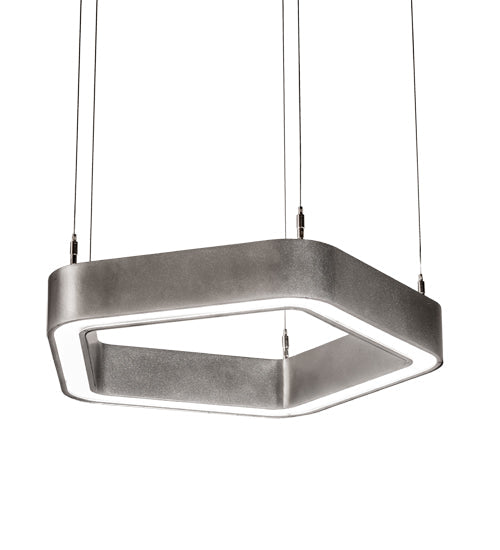 Meyda Lighting Jefferson 24" LED Sparkle Silver Pendant Light With White Statuario Idalight Shade