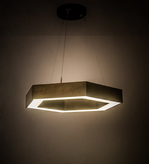 Meyda Lighting Jefferson 31" LED Antique Copper Pendant Light With White Statuario Idalight Shade Glass