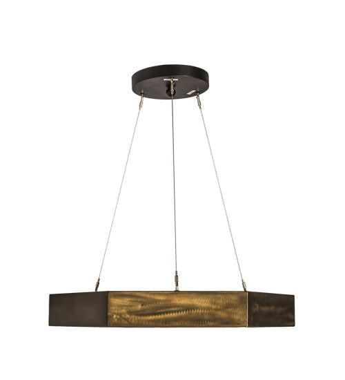 Meyda Lighting Jefferson 31" LED Antique Copper Pendant Light With White Statuario Idalight Shade Glass