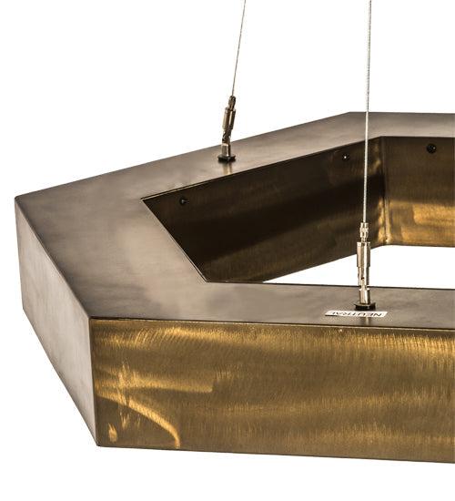 Meyda Lighting Jefferson 31" LED Antique Copper Pendant Light With White Statuario Idalight Shade Glass