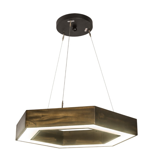 Meyda Lighting Jefferson 31" LED Antique Copper Pendant Light With White Statuario Idalight Shade Glass