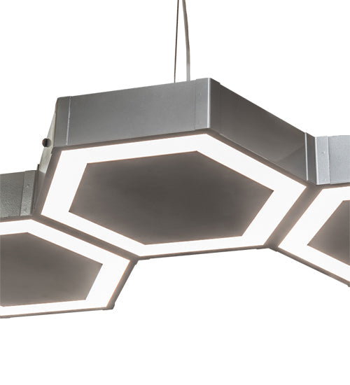 Meyda Lighting Jefferson 88" LED Nickel Island Pendant Light With White Statuario Idalight Shade