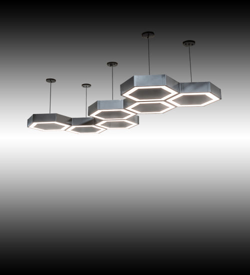 Meyda Lighting Jefferson 88" LED Nickel Island Pendant Light With White Statuario Idalight Shade