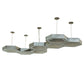 Meyda Lighting Jefferson 88" LED Nickel Island Pendant Light With White Statuario Idalight Shade