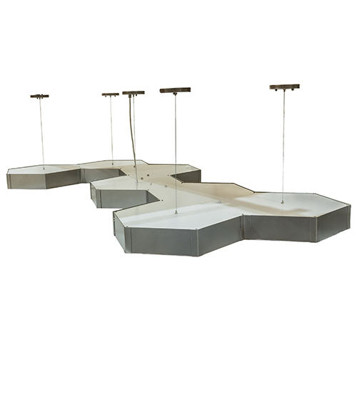 Meyda Lighting Jefferson 88" LED Nickel Island Pendant Light With White Statuario Idalight Shade