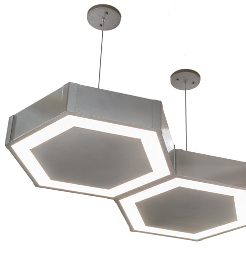 Meyda Lighting Jefferson 88" LED Nickel Island Pendant Light With White Statuario Idalight Shade