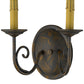 Meyda Lighting Jenna 12" 2-Light French Bronze Wall Sconce With Brown Parchment Shade