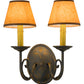 Meyda Lighting Jenna 12" 2-Light French Bronze Wall Sconce With Brown Parchment Shade