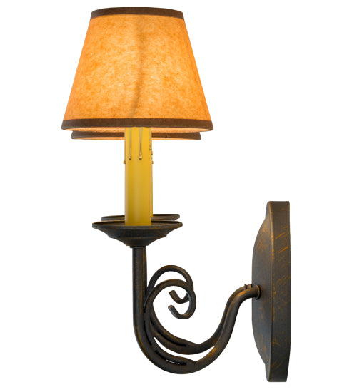 Meyda Lighting Jenna 12" 2-Light French Bronze Wall Sconce With Brown Parchment Shade
