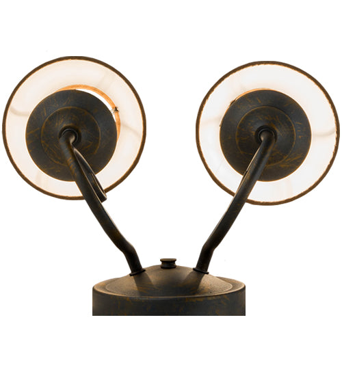 Meyda Lighting Jenna 12" 2-Light French Bronze Wall Sconce With Brown Parchment Shade
