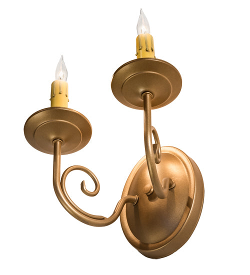 Meyda Lighting Jenna 12" 2-Light Gold Metallic Wall Sconce With Ivory Faux Candlelight