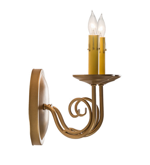 Meyda Lighting Jenna 12" 2-Light Gold Metallic Wall Sconce With Ivory Faux Candlelight