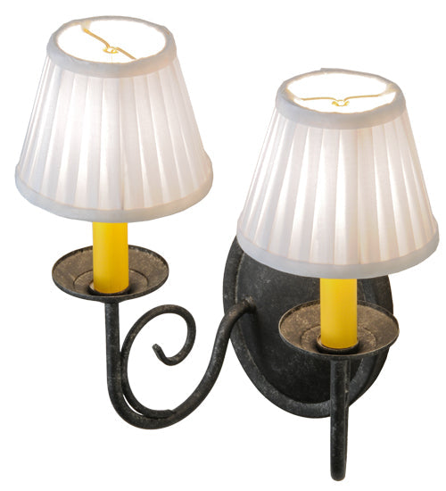 Meyda Lighting Jenna 12" 2-Light Smoke Wall Sconce With White Pleated Textrene Shade