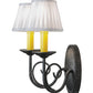 Meyda Lighting Jenna 12" 2-Light Smoke Wall Sconce With White Pleated Textrene Shade