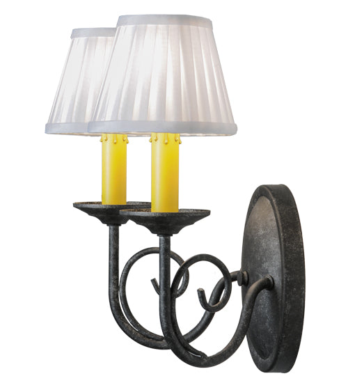 Meyda Lighting Jenna 12" 2-Light Smoke Wall Sconce With White Pleated Textrene Shade