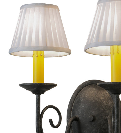 Meyda Lighting Jenna 12" 2-Light Smoke Wall Sconce With White Pleated Textrene Shade