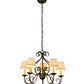 Meyda Lighting Jenna 22" 5-Light French Bronzed Chandelier With Beige Aged Celadon Textrene Shade