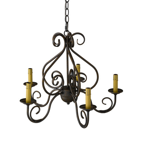 Meyda Lighting Jenna 22" 5-Light French Bronzed Chandelier With Beige Aged Celadon Textrene Shade