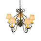Meyda Lighting Jenna 22" 5-Light French Bronzed Chandelier With Beige Aged Celadon Textrene Shade