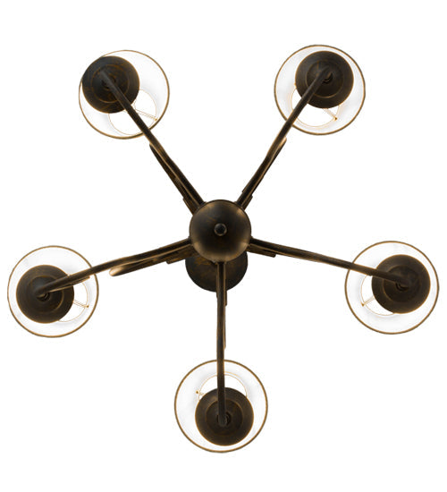 Meyda Lighting Jenna 22" 5-Light French Bronzed Chandelier With Beige Aged Celadon Textrene Shade