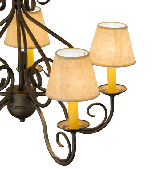 Meyda Lighting Jenna 22" 5-Light French Bronzed Chandelier With Beige Aged Celadon Textrene Shade