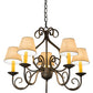 Meyda Lighting Jenna 22" 5-Light French Bronzed Chandelier With Beige Aged Celadon Textrene Shade
