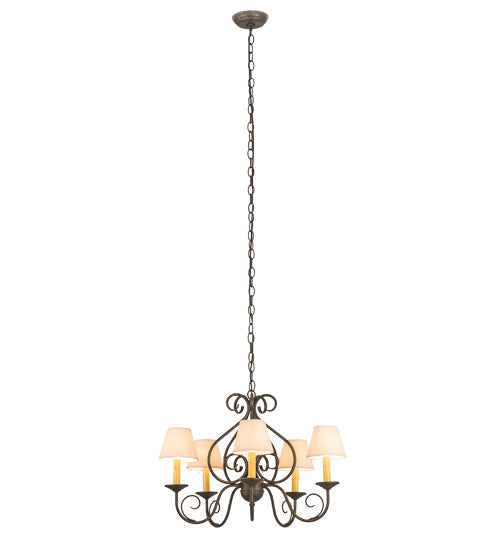 Meyda Lighting Jenna 25" 5-Light Golden Bronze Chandelier With Beige Aged Celadon Parchment Shade