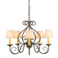Meyda Lighting Jenna 25" 5-Light Golden Bronze Chandelier With Beige Aged Celadon Parchment Shade