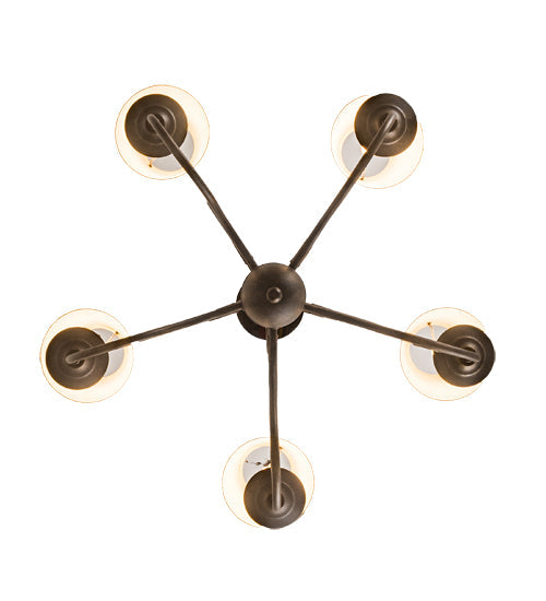 Meyda Lighting Jenna 25" 5-Light Golden Bronze Chandelier With Beige Aged Celadon Parchment Shade