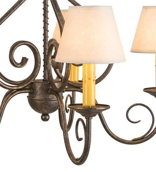 Meyda Lighting Jenna 25" 5-Light Golden Bronze Chandelier With Beige Aged Celadon Parchment Shade