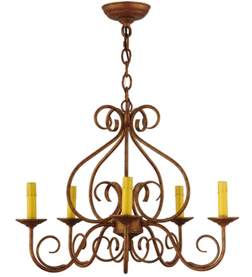 Meyda Lighting Jenna 26" 5-Light Autumn Leaf Chandelier With White Natural Textrene Shade