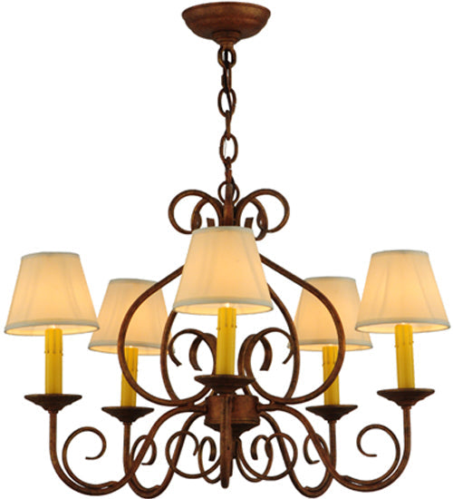 Meyda Lighting Jenna 26" 5-Light Autumn Leaf Chandelier With White Natural Textrene Shade