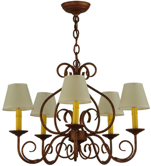 Meyda Lighting Jenna 26" 5-Light Autumn Leaf Chandelier With White Natural Textrene Shade