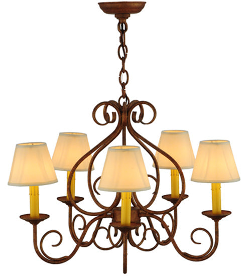Meyda Lighting Jenna 26" 5-Light Autumn Leaf Chandelier With White Natural Textrene Shade