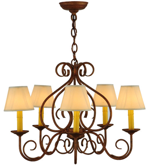 Meyda Lighting Jenna 26" 5-Light Autumn Leaf Chandelier With White Natural Textrene Shade